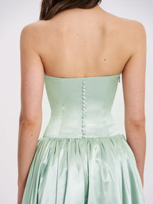 Lael Back Button Trailing Gown | Mint Green
