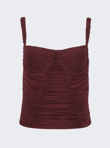 Women | Dion Lee | Smocked Doric Corset | Oxblood Red