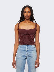 Women | Dion Lee | Smocked Doric Corset | Oxblood Red
