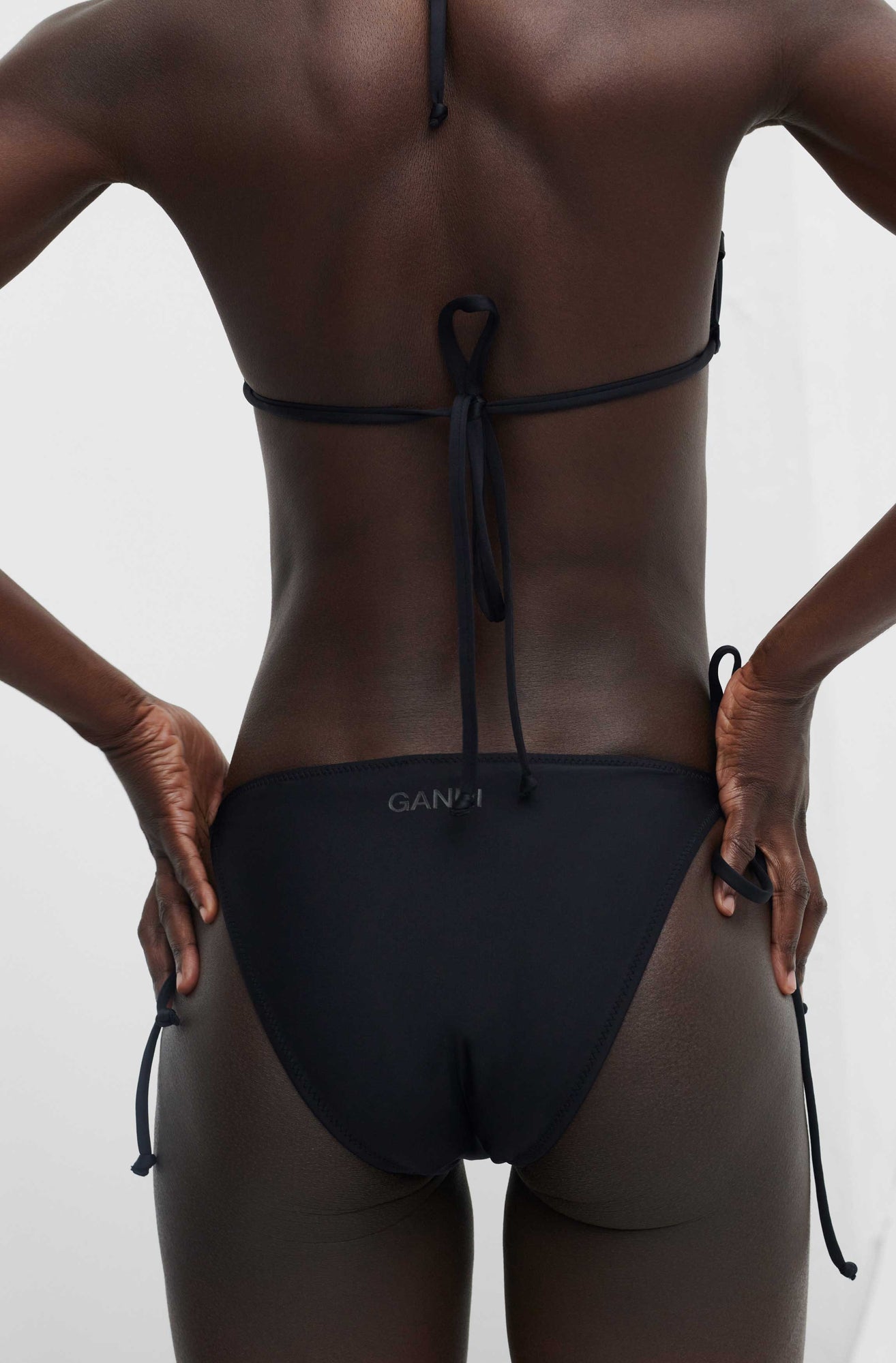 Recycled Core Solid String Bikini Briefs | Black