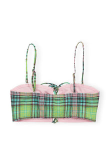 Recycled Seersucker Tie-front Bikini Top | Lagoon