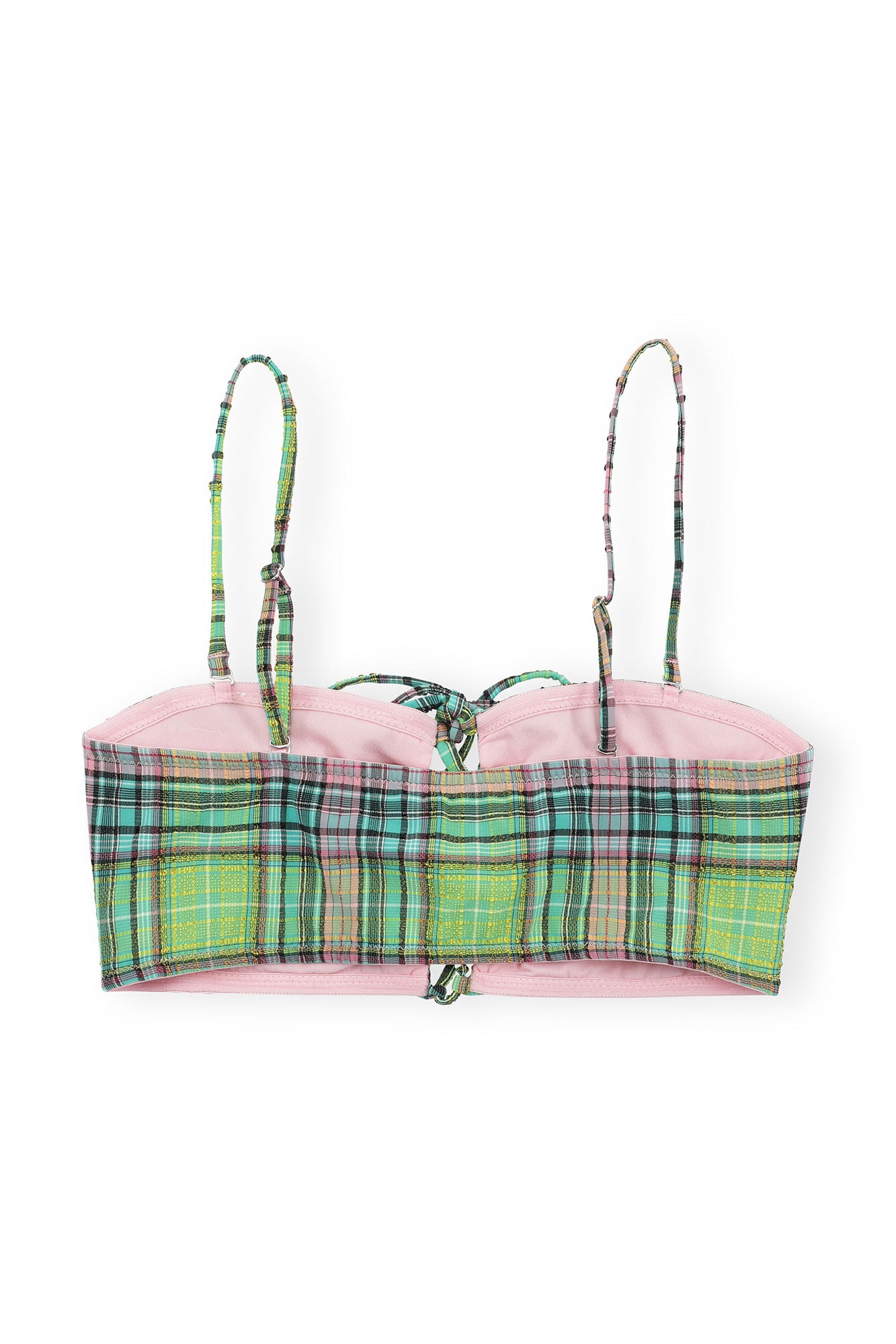 Recycled Seersucker Tie-Front Bikini Top | Lagoon