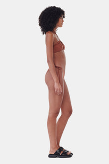 Shine Swim Open Bandeau Bikini Top | Copper Brown