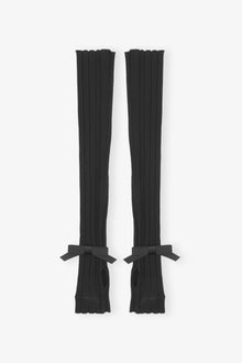 Light Viscose Rib Wrist Warmers | Black