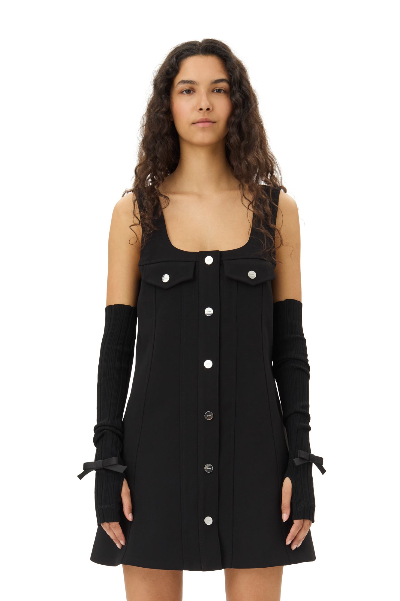 Light Viscose Rib Wrist Warmers | Black