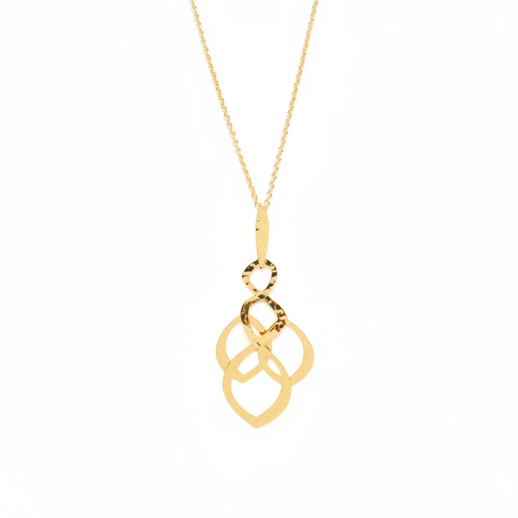 Hammered Dangling Marquise Pendant Necklace- Markdown 1162 | 18K Yellow Gold-Plated