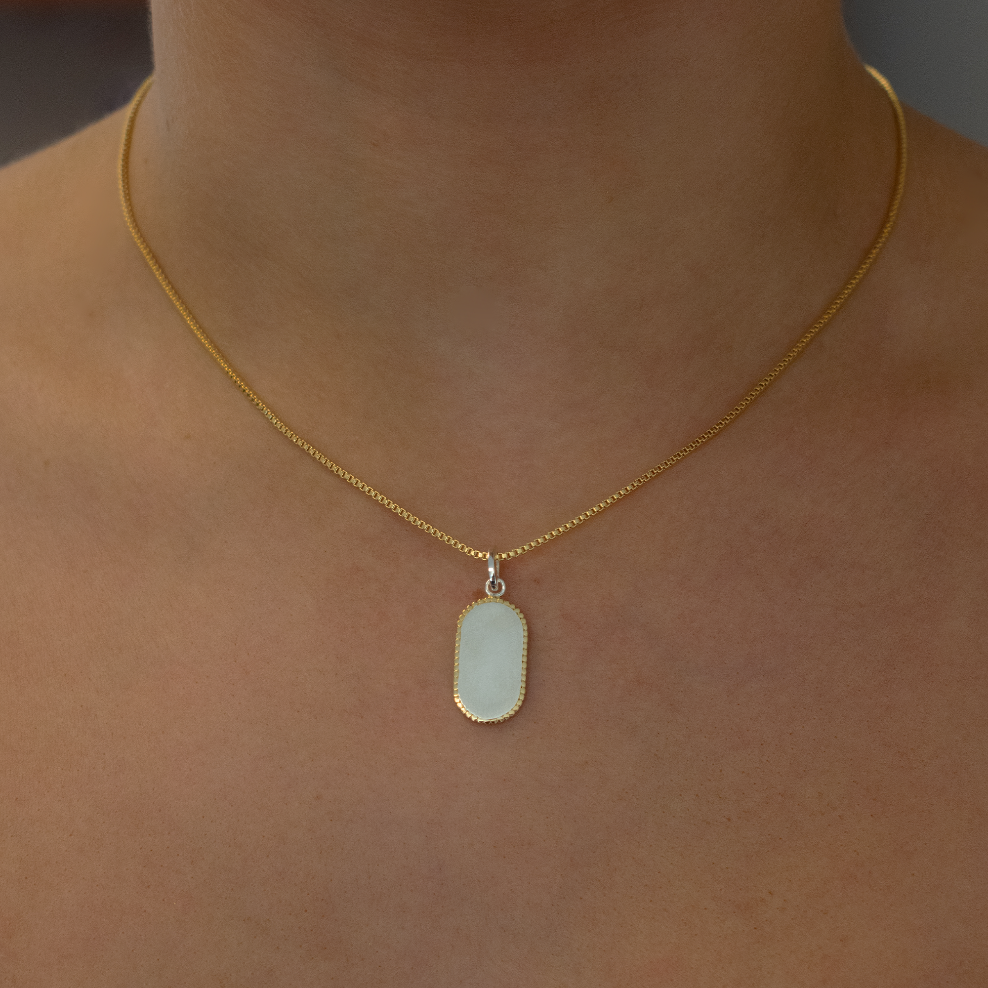 The Engravable Two Tone Oval Pendant | 18K Yellow Gold-Plated