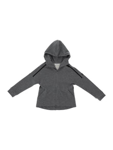 Girls | Zip Sweatshirt With Stripe | Grey