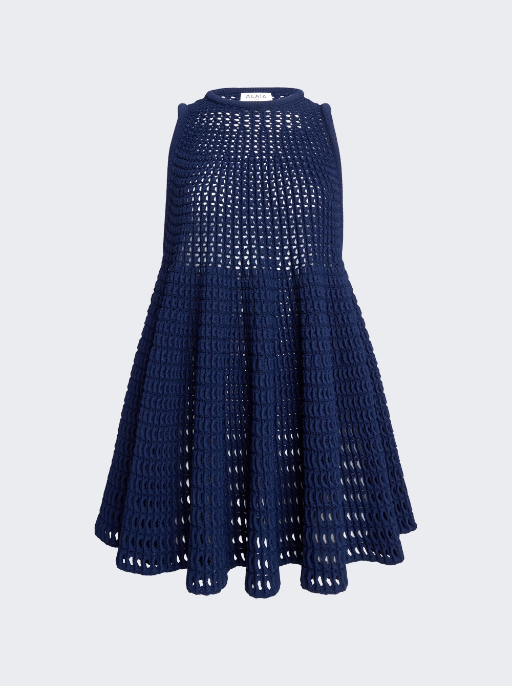 Women | ALAÏA | Waffle Knit Dress | Night Blue