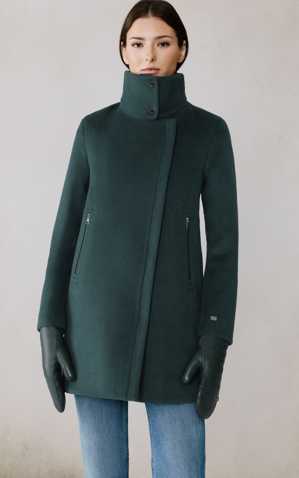 Abbi Coat With Bib In Wool | Midnight Forest