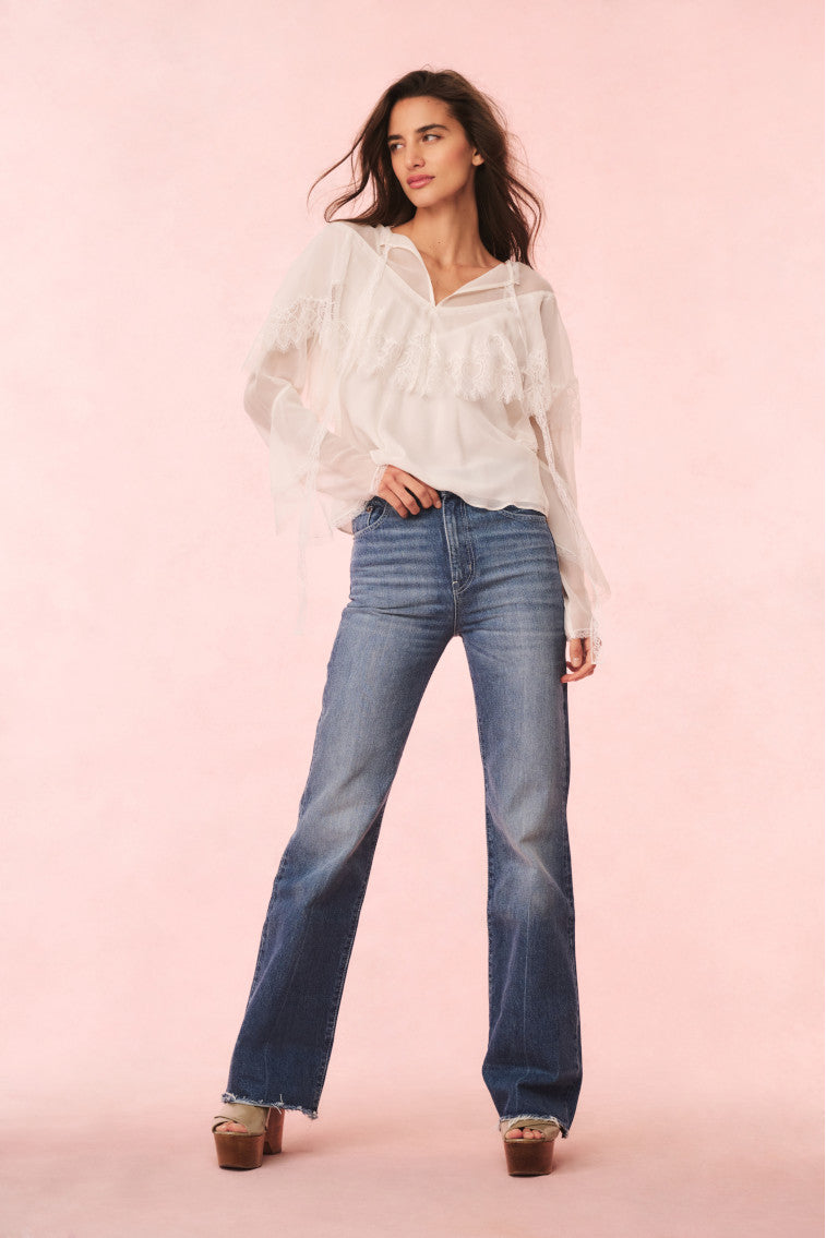 Afton Silk Lace Blouse | Ivory
