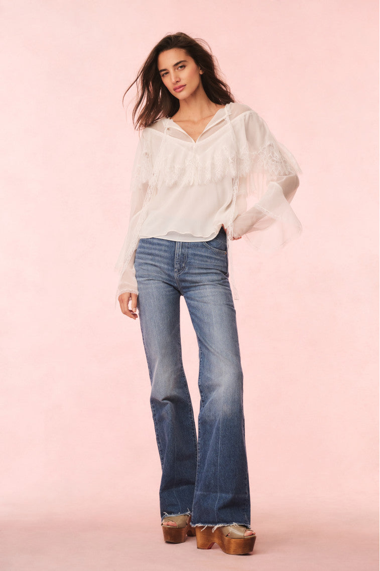 Afton Silk Lace Blouse | Ivory