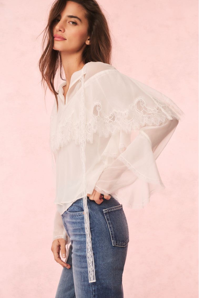 Afton Silk Lace Blouse | Ivory