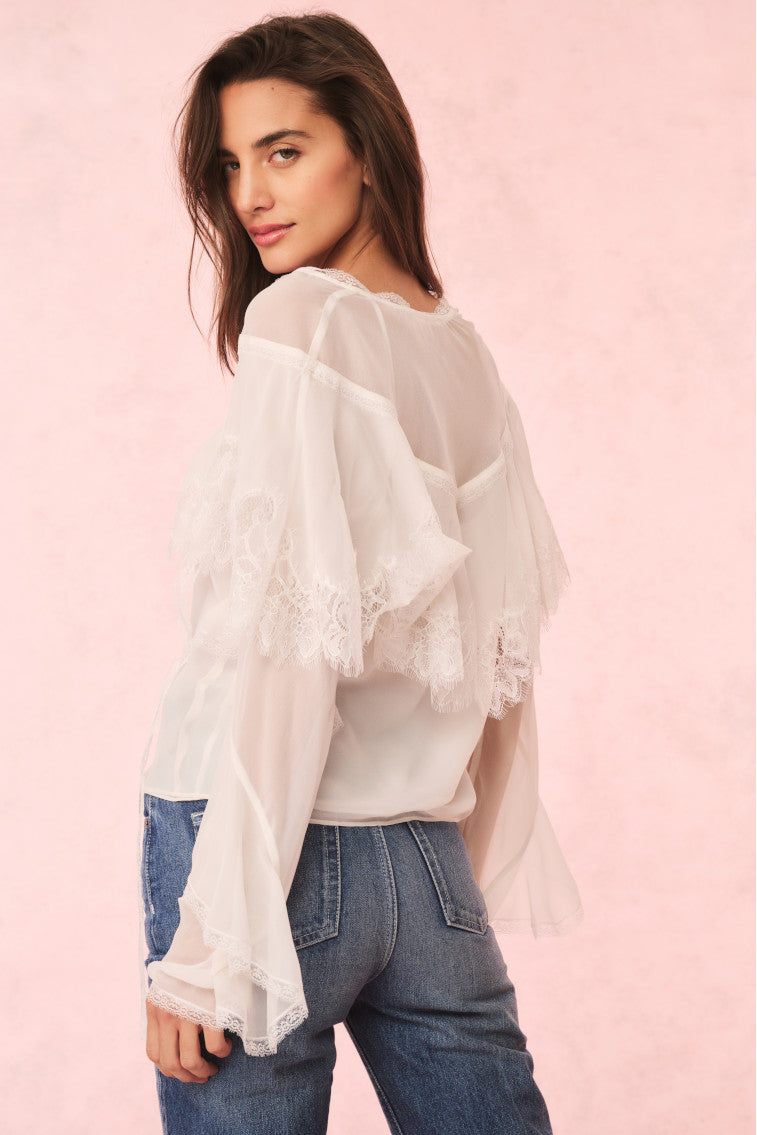 Afton Silk Lace Blouse | Ivory
