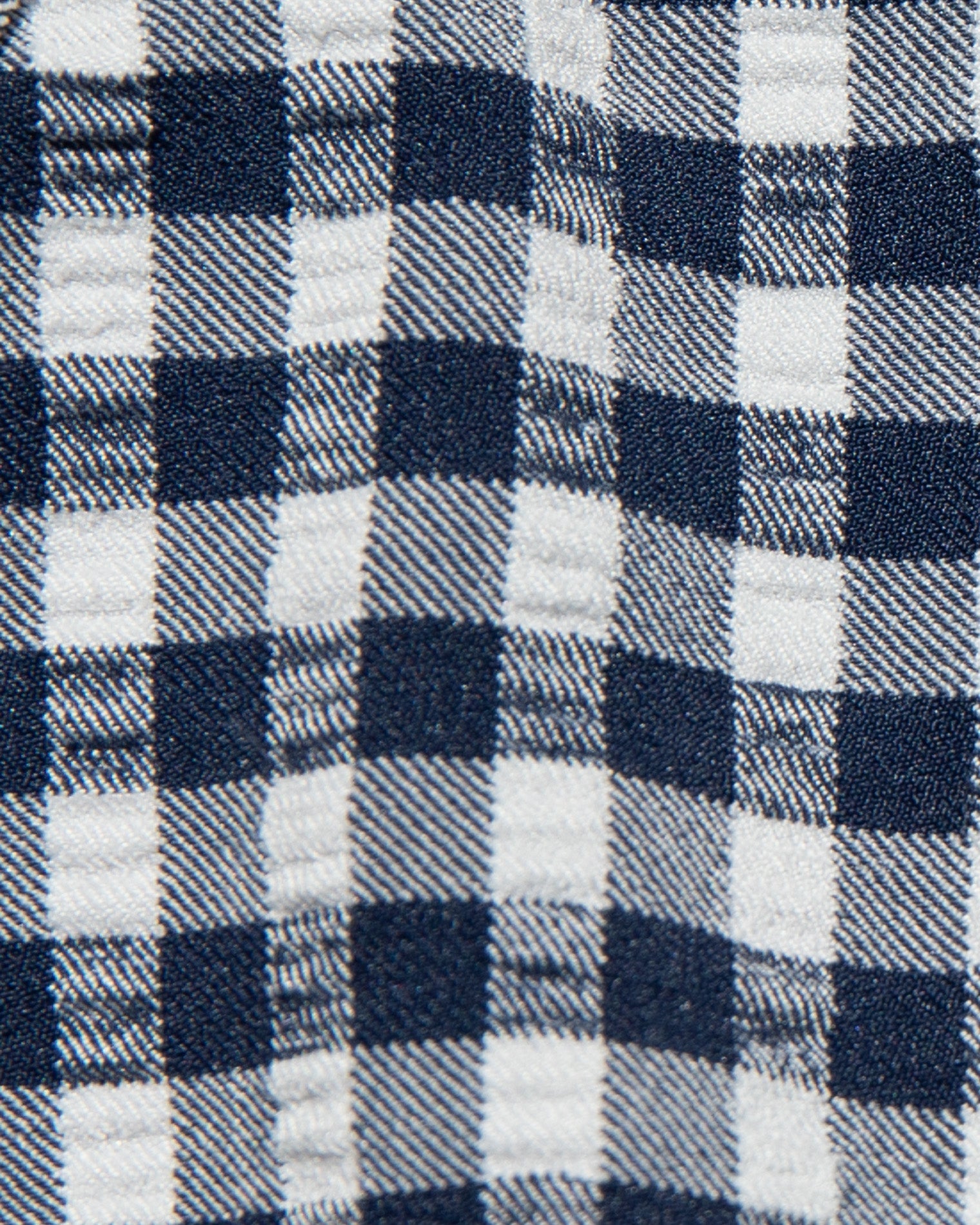Close-up of blue and white gingham fabric pattern