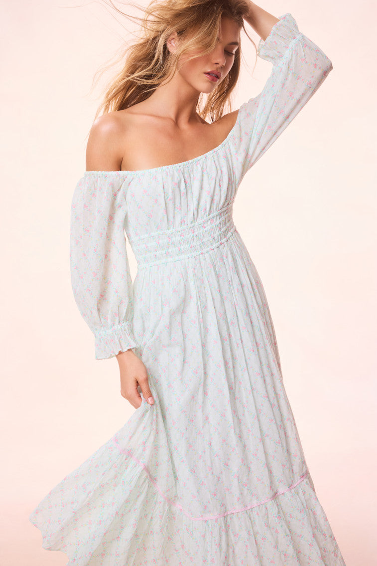 Dobrianna Re-Edition Cotton Maxi Dress | Green Leaf