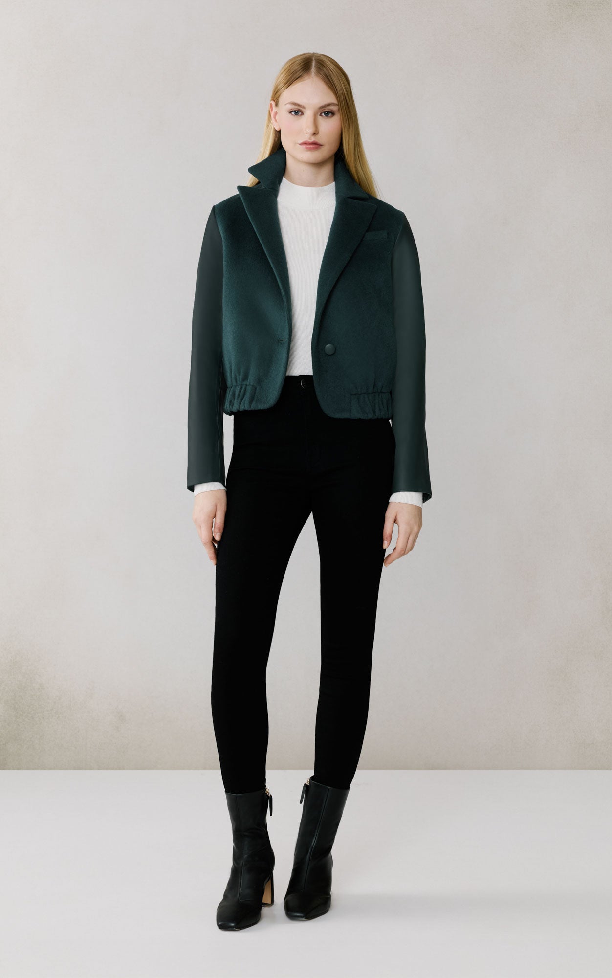 Alesse Blazer Bomber In Wool | Midnight Forest
