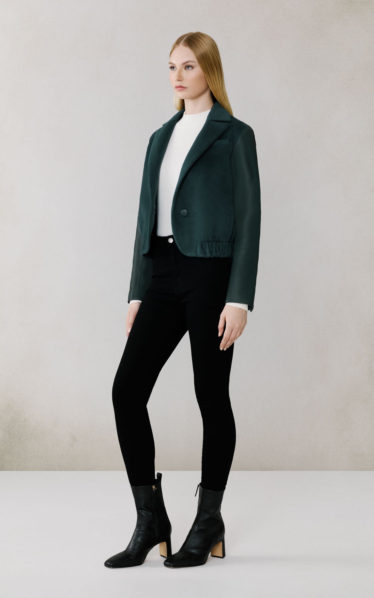 Alesse Blazer Bomber In Wool | Midnight Forest
