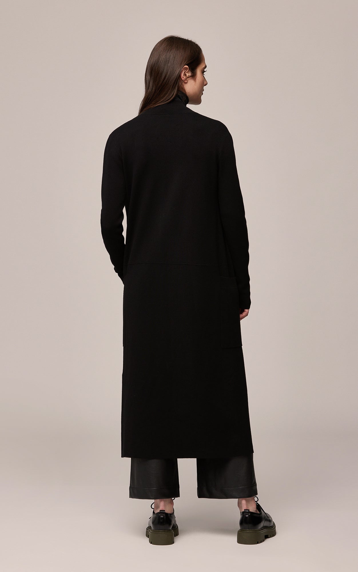 Annabella Straight-Fit Maxi-Length Sustainable Coatigan | Black