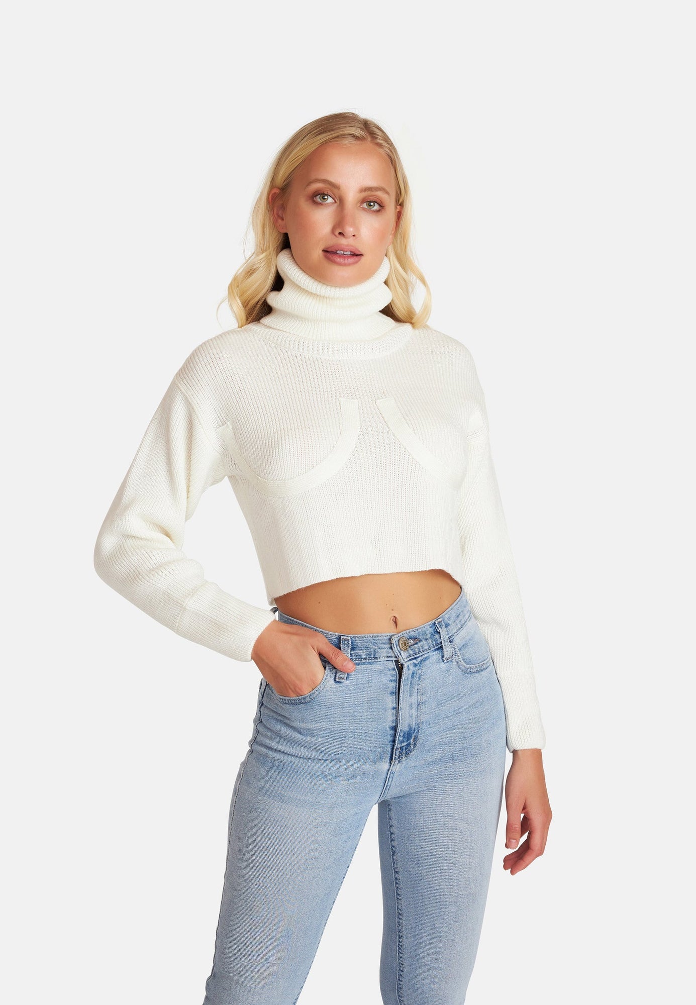 OW Collection Annika Bra Sweater Knit | White