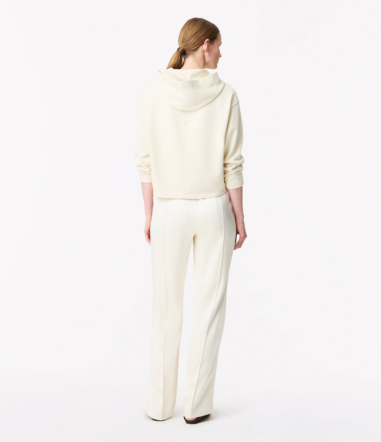 Another Tomorrow Cropped Hoodie in Parchment – Cotton Women's Top
