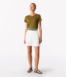 Another Tomorrow Crew Neck T-Shirt in Moss – Cotton Women's Top