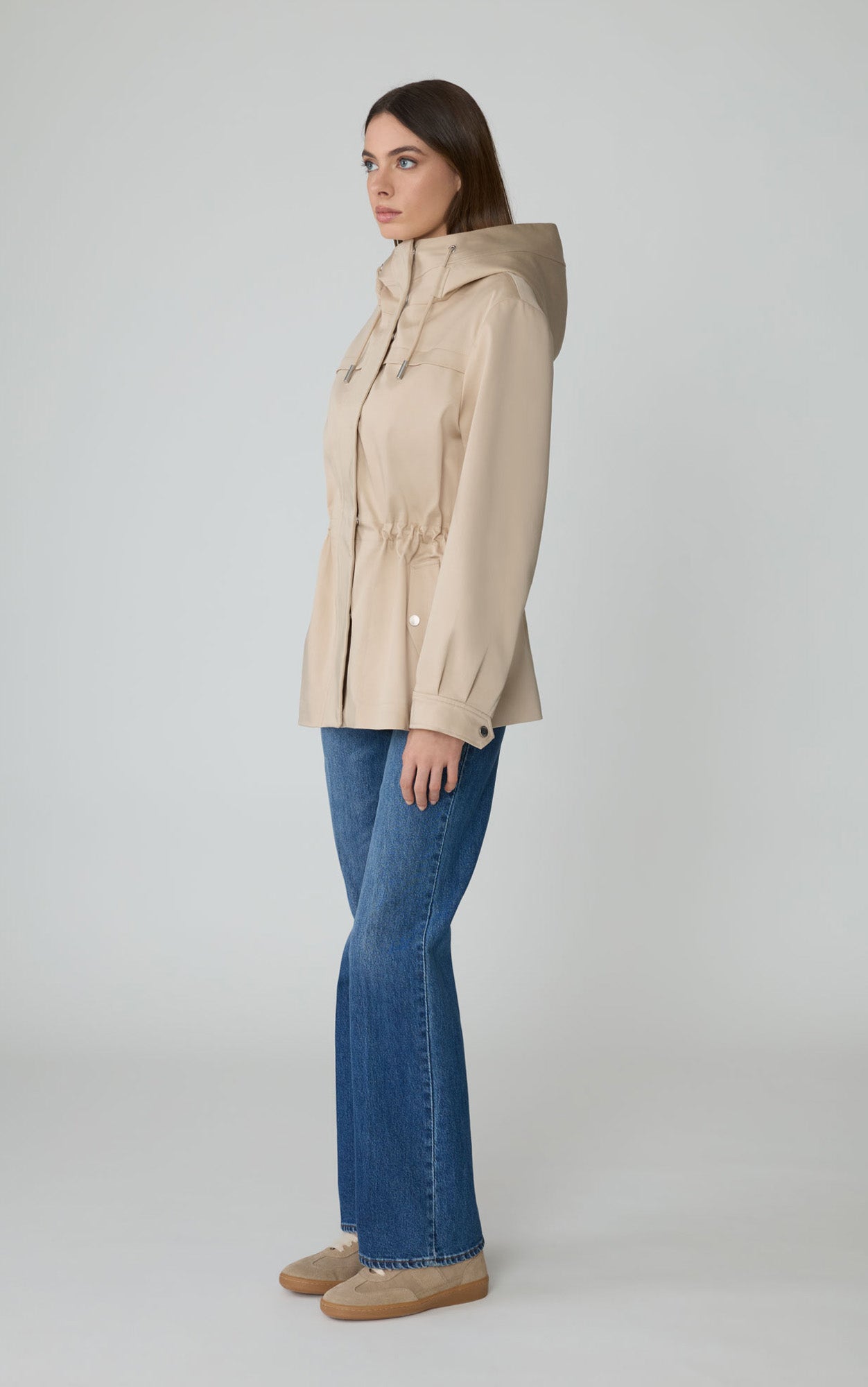 Avalynn Strech Cotton Utility Jacket | Almond