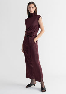 Flora Recycled Dense Satin | Merlot