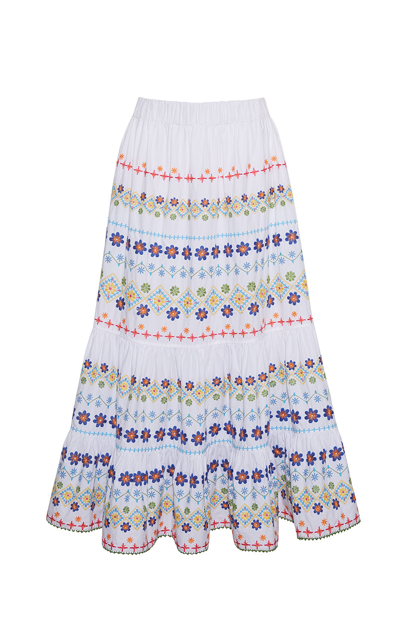Alana Skirt | Floral Embroidered