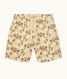 Alex Relaxed Fit Catkin Print Drawcord Linen Shorts | Latte
