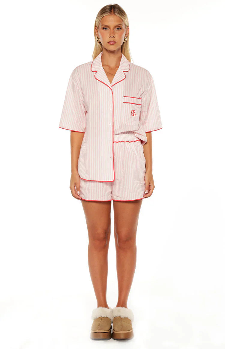 Alexea Stripe Pajama Shorts | Pink