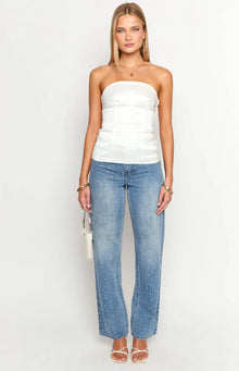Alix Bow Strapless Top | White