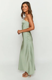 Amour Satin Maxi Dress | Sage