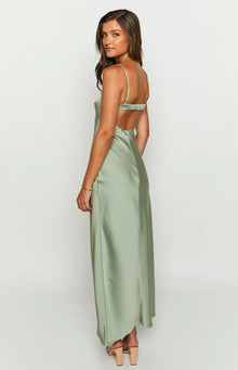 Amour Satin Maxi Dress | Sage
