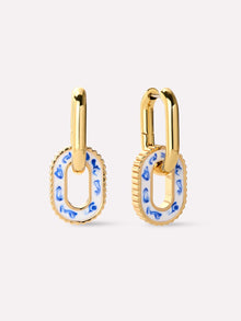 Ash Double Hoop Earrings | 14K Gold on Brass | Marble Blue Enamel