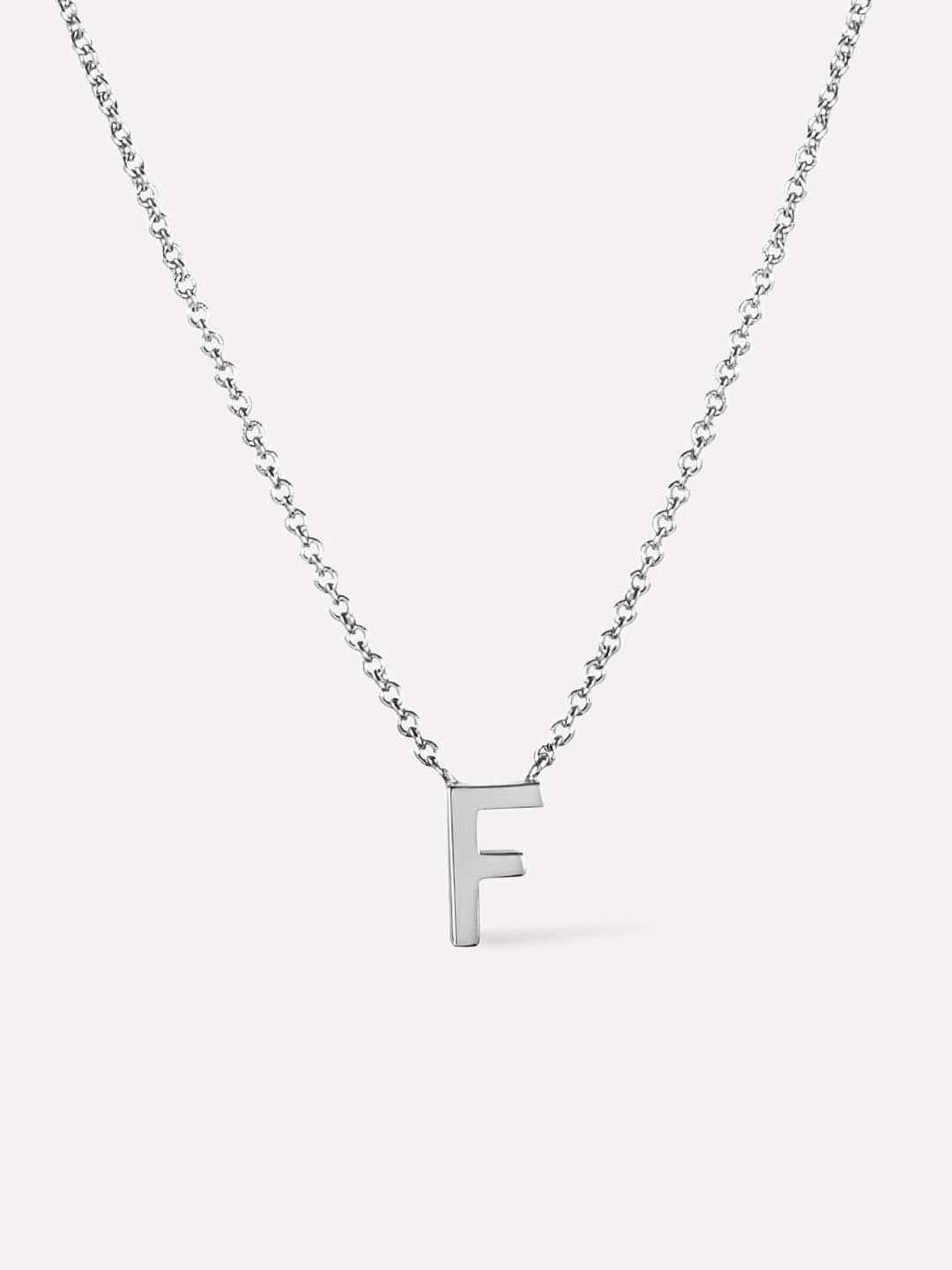 Silver Initial Necklace - Letter Necklace | Rhodium-Plated Sterling Silver