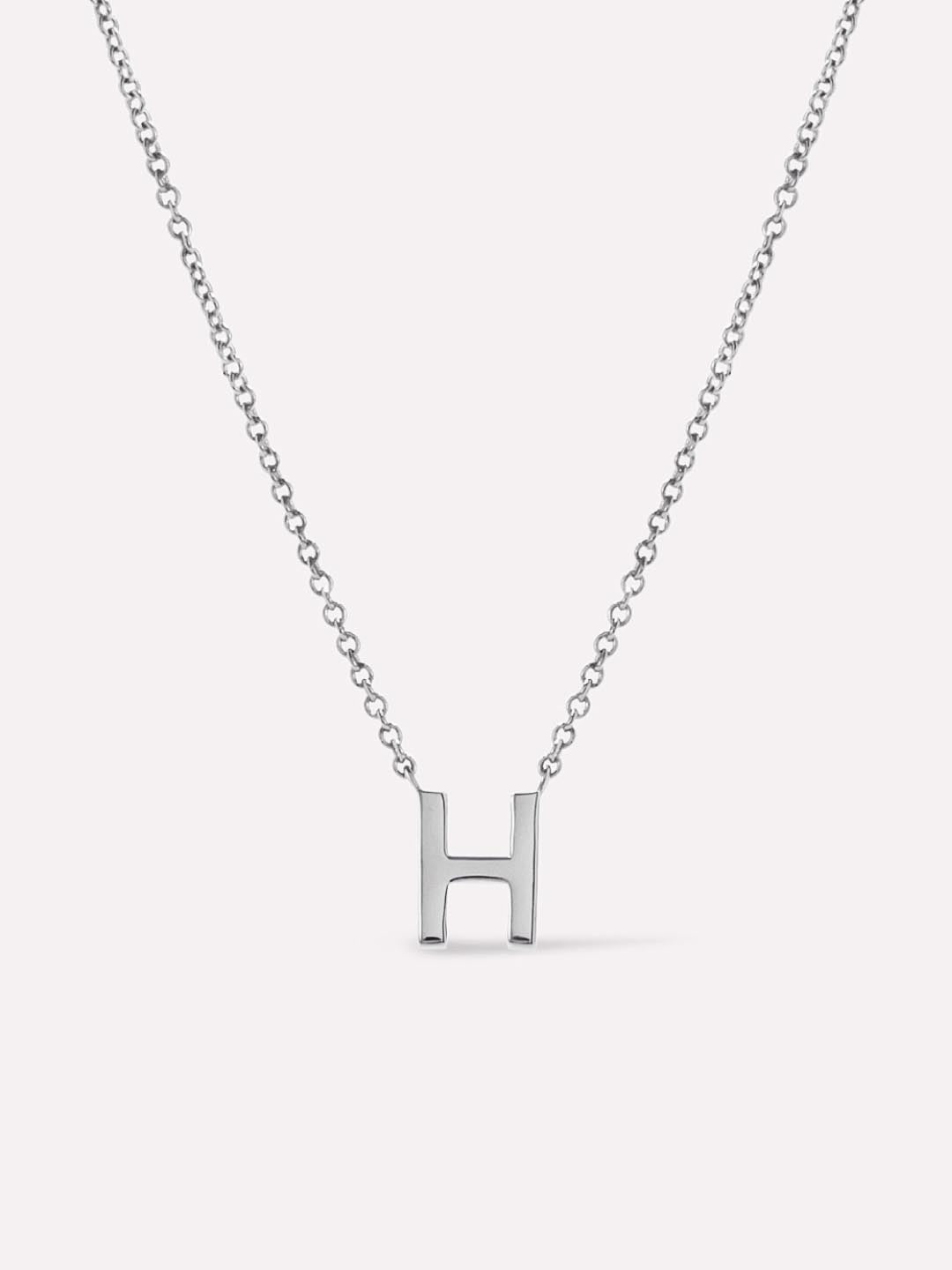 Silver Initial Necklace - Letter Necklace | Rhodium-Plated Sterling Silver