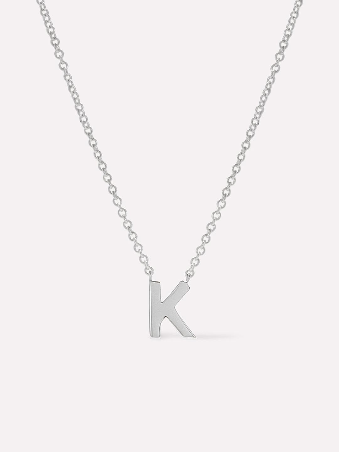 Silver Initial Necklace - Letter Necklace | Rhodium-Plated Sterling Silver