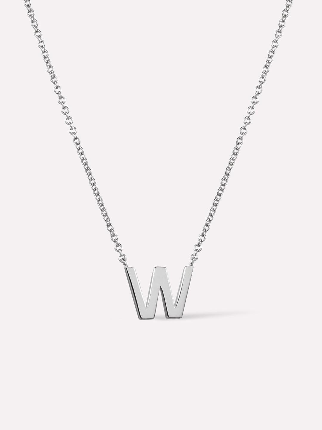 Silver Initial Necklace - Letter Necklace | Rhodium-Plated Sterling Silver