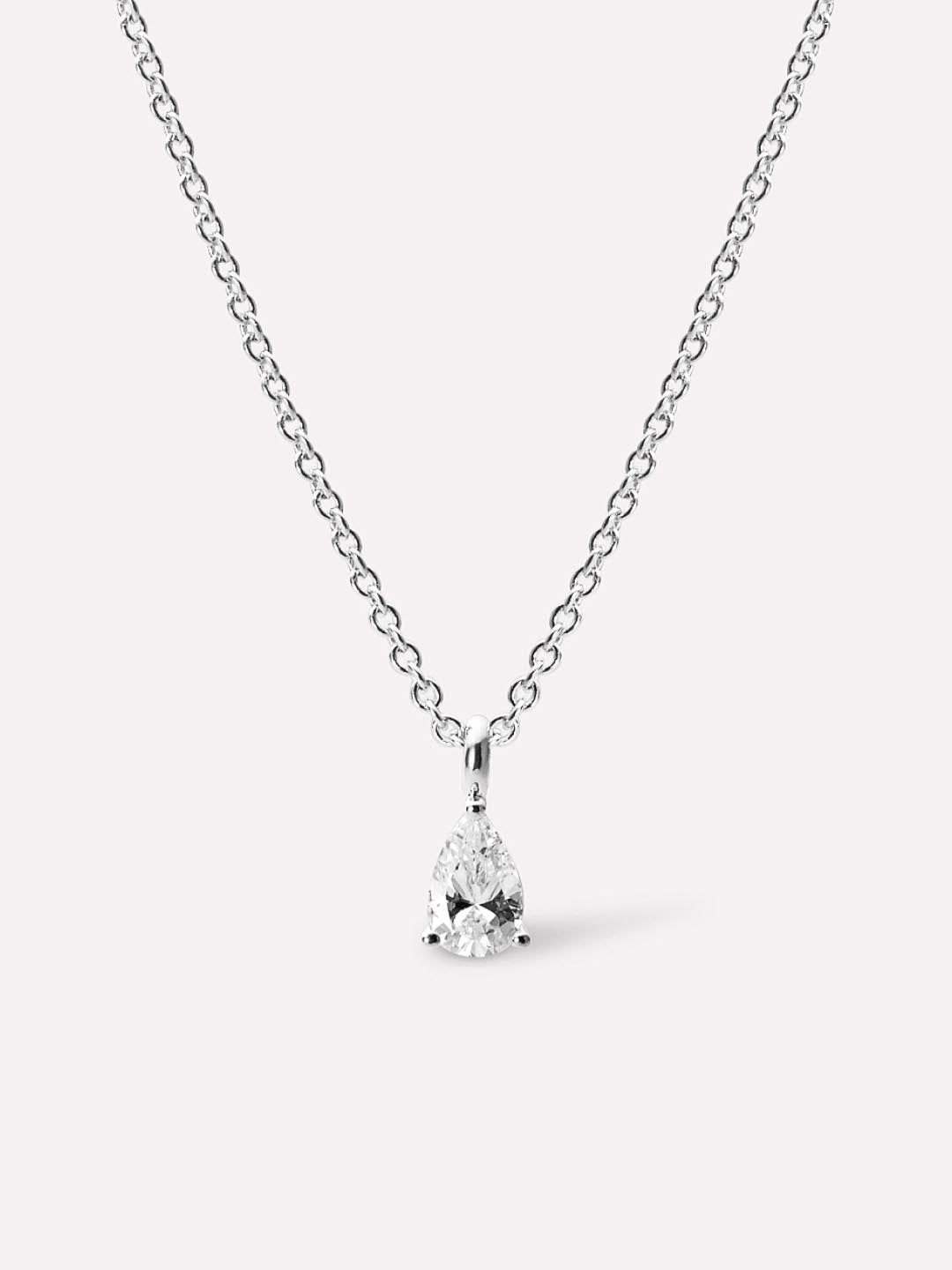 Elise Delicate Solitaire Pendant | Rhodium on Sterling Silver | Cubic Zirconia