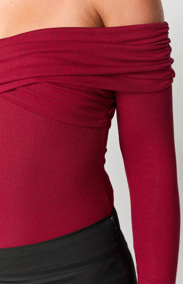 Ari Off Shoulder Bodysuit | Red