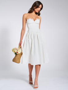 Rowan Lace Drop Waist Corset Sundress | White
