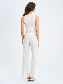 Raina Cotton Eyelet Straight Pants | White