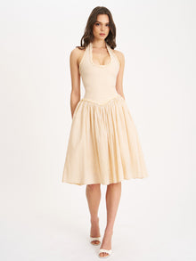 Idella U Neck Midi Dress | Yellow Gingham