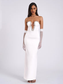 Ivanna Crystal Embellished Maxi Dress | White