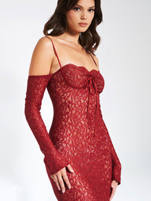 Udaya Lace Long Sleeve Maxi Dress | Burgundy