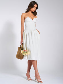 Rowan Lace Drop Waist Corset Sundress | White