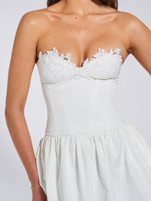 Rowan Lace Drop Waist Corset Sundress | White