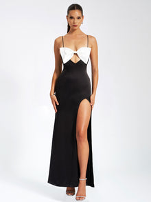 Eleanor Bow Satin Gown | Black and White