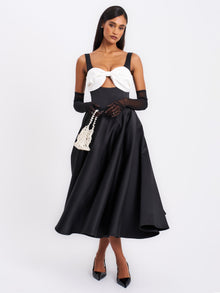 Edda Maxi Gown with White Bow | Black
